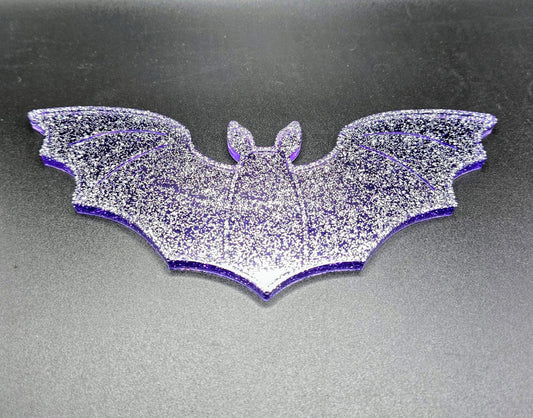 Purple/Silver Sparkle Realistic Bat Decoration